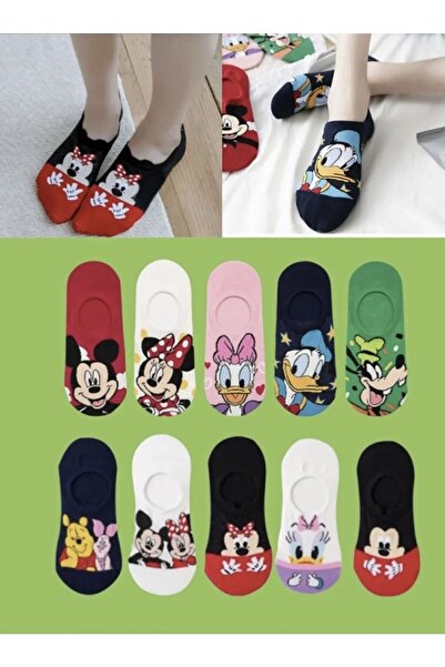 REYNBOO SOCKS 5 Çift Kadın Çok Renkli Görünmez (SNEAKER) Spor Ayakkabı Çorabı