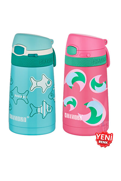 Shamobo 2Lİ SET Pipetli Çelik Termos 350ml -6 Saat Isı Yalıtımı-