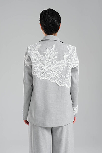 tw3 Women's Lace Appliqued Design Blazer Jacket