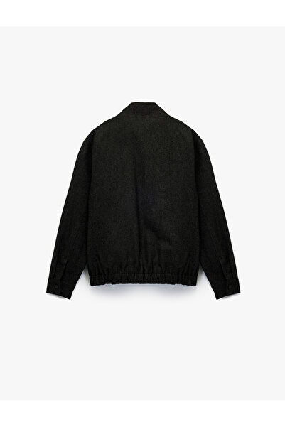 Koton Uzun Kollu Slim Fit Cepli Dik Yaka Fermuarlı Kaşe Spor Ceket