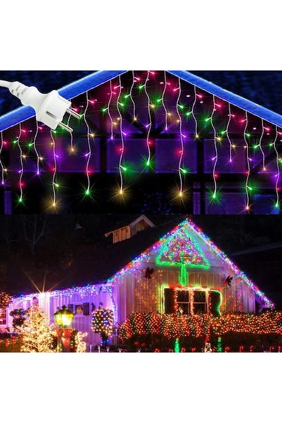 BZRSH Cortină luminoasă de Crăciun cu bliț, 25 m, 500 LED-uri, multicoloră