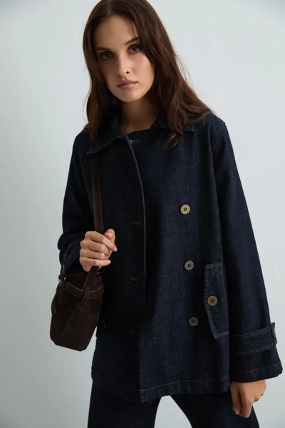 Gusto Denim Trençkot - Lacivert