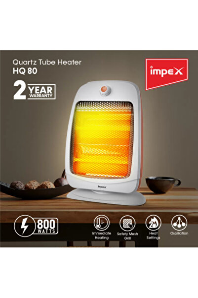 İMPEX Electric Heater,800W Portable Quartz Tube Heater,2 Power Settings 2year warranty