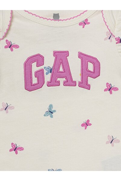 GAP Bebek Pembe Organik Pamuk Logo Bodysuit