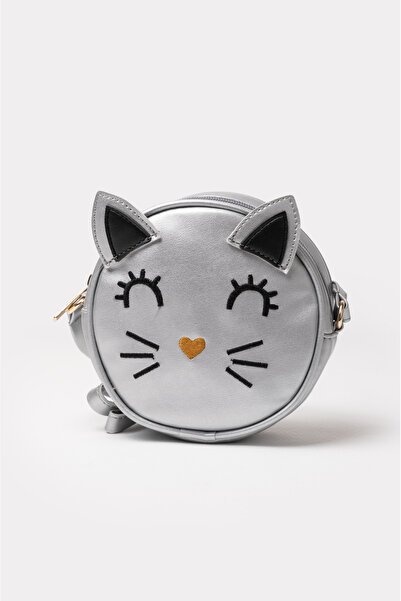 ICONE BAG Girl's Shoulder Bag with Round Cat Head Design Faux Girl's Bag