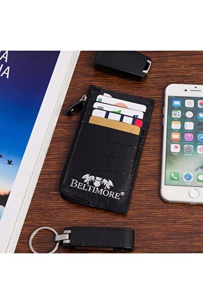 Other Beltimore Black Leather Croco Slim Wallet