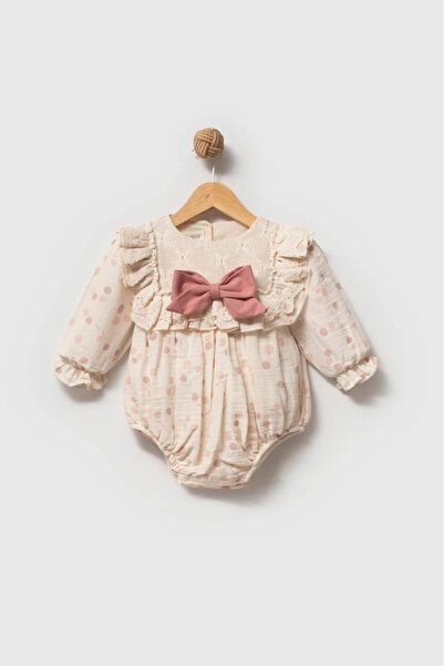 aysskids GALE Uzun Kollu Dantel Detaylı Özel Gün Bayramlık Kız Bebek Romper