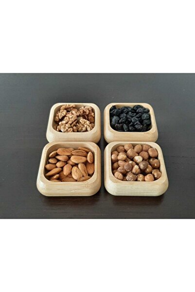 bir sürü eşya pak market 4 Pieces Bamboo Snack Bowl Bamboo Nut Plate - Square Snack Bowl