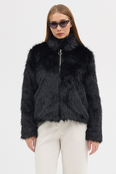 MODA DARELL سترة مسطحة فاخرة مزودة بسحاب من الفرو