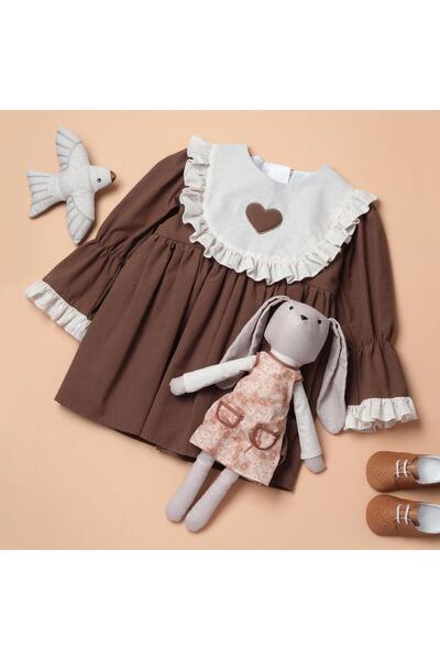 Little Pumpkin Φόρεμα για κορίτσια με λεπτομέρεια καρδιάς στο λαιμό, φόρεμα για τα γιορτά (μακρυμάνικο)