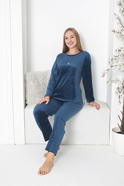 Asel Women's French Velvet Fabric Long Sleeve Pajama Set