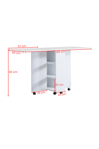 Setay Blesk Arden Katlanabilir Tekerlekli Çok Amaçlı Yemek Masası – Raflı ve Portatif Tasarım