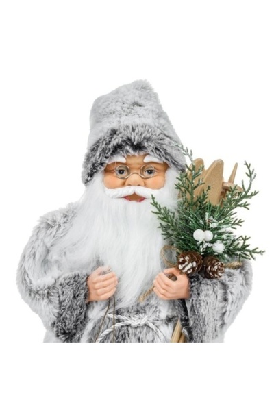 OEM Figurină decorativă realistă de Crăciun, dimensiuni 24 x 18 x 45 cm, Moș Crăciun cu felinar