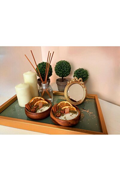 martlet home El Yapımı Vegan Mum Seti – 2’li Doğal Ahşap Kase | Kurutulmuş Me...