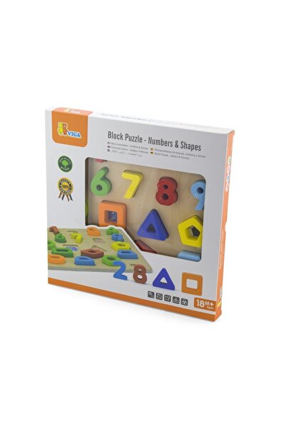 Viga Toys Educational Toy, Wooden, With Numbers and Geometric Shapes, 20 Elements, 18 months+