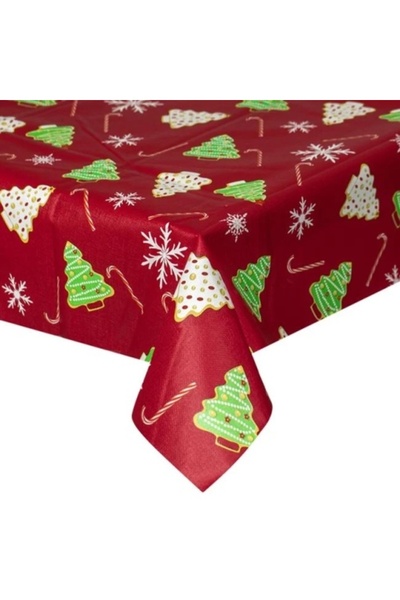 OEM Față de masă decorativă laminată de Crăciun, dimensiune 180 x 140 cm, brazi