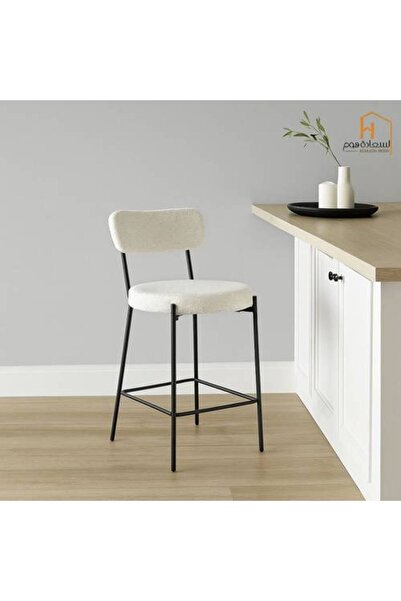 Al Saada Home Featured Boucle Bar Chair - 94*42*51 cm - White