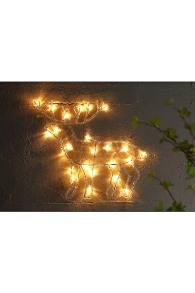 HOFF Figurina Craciun ren acril, 24 LED-uri, lumina calda, H 49 cm, pe baterii