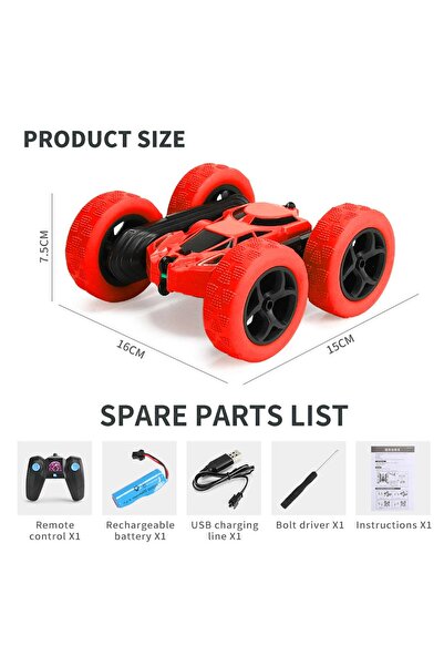indiggo StuntRaceCar Remote Control Car, Off-Road Vehicle with 4x4 Drive, LED Lighting, Ro Function