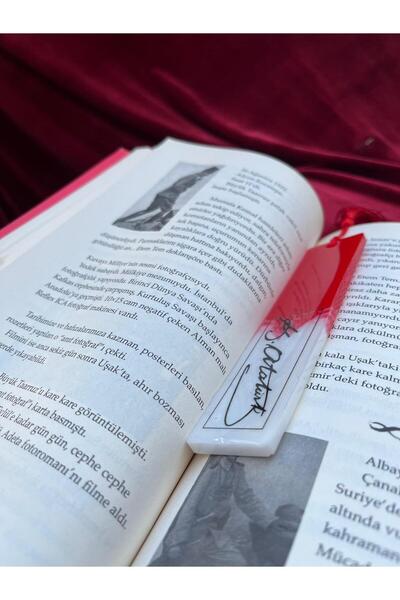 Demet Art Studio Reçineye Hayat Veriyoruz Epoxy 5 Pieces Ataturk Signed Red and White October 29Th Gift Bookmark
