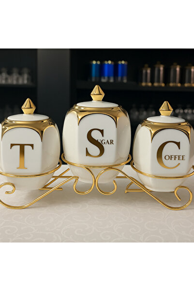 FODİS 3lü gold büyük standlı baharatlık