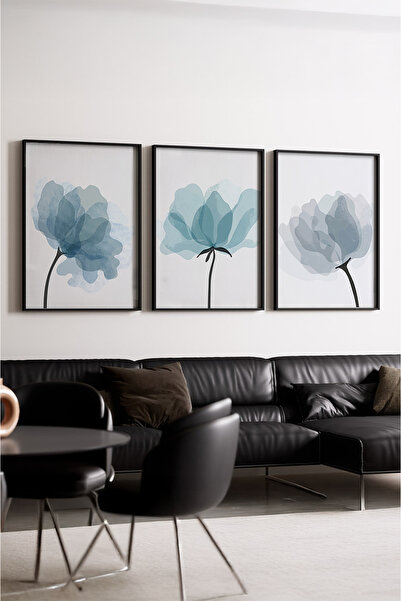 huhuli Ahşap Siyah Çerçeveli Minimalist 3’lü Tablo Huhu206