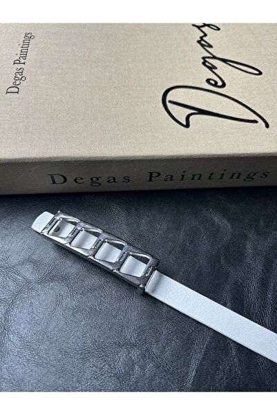 LİA KEMER Icon Square Patterned Silver Buckle Model Women's Belt Waist Belt Coat Belt Dress Belt