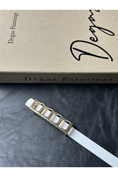 LİA KEMER Icon Square Patterned Gold Buckle Model Women's Belt Waist Belt Coat Belt Dress Belt