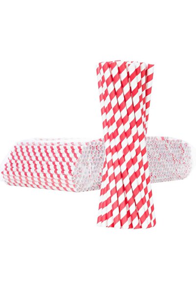 Other paper straws PAPER STRAWS thick 8/205mm - white and red 500pcs.
