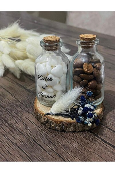 Home Cam Tüpte Kahve ve Kalp Şeker 2'li Set Davet, Nikah, Söz, Nişan, Kına He...