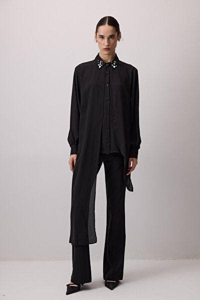 Touché Privé Cămașă din șifon brodat cu piatră