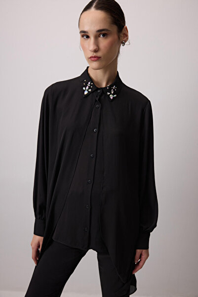 Touché Privé Cămașă din șifon brodat cu piatră