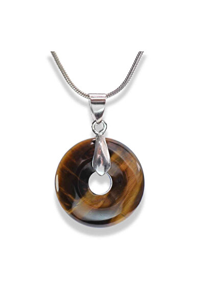 craftmystic Silver Tiger Eye Tiger Eye Necklace Shape Pi - Protection and Energy, Total Length 50 cm