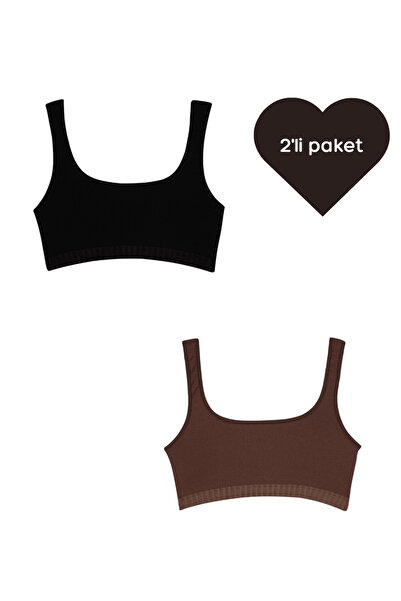 grab me Crop - 2'li paket - Siyah, Kahverengi