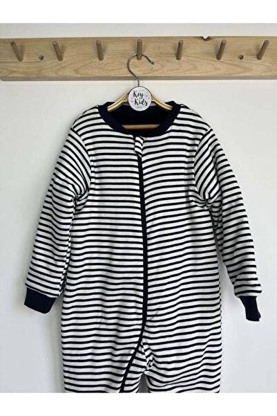 KEY KIDS كيس نوم للأطفال من عمر 2-6 سنوات، مصنوع من القطن المخطط باللونين الأ...