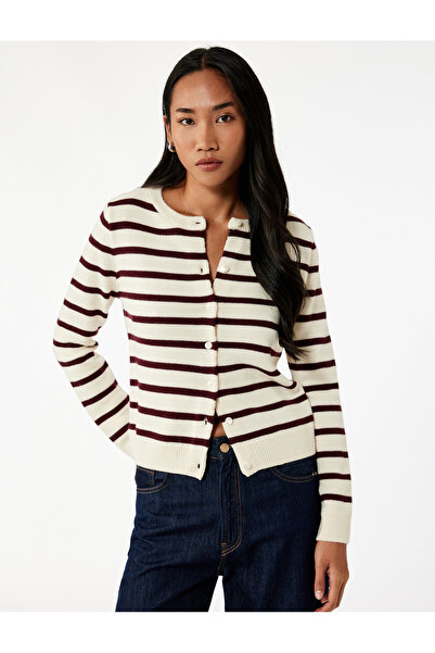 Koton Hosszú ujjú, gombos, nyakú, csíkos kötött kardigán