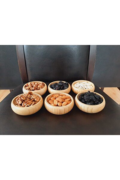 bir sürü eşya pak market 6 Pieces Bamboo Snack Bowl Bamboo Nut Plate - Round Snack Bowl