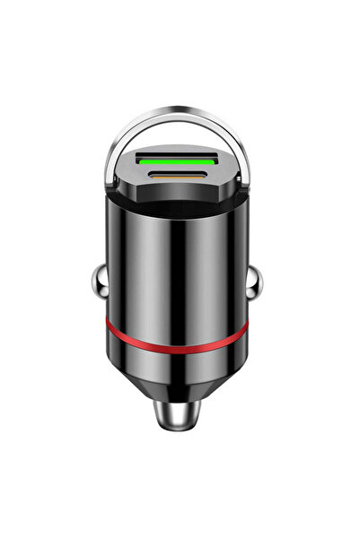 powermax Adaptor auto 2 în 1, Type-C + USB 100 W, Aliaj Metalic |