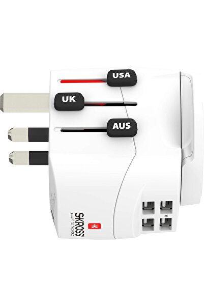 SKROSS Pro 4xA Light USB World Adapter, White