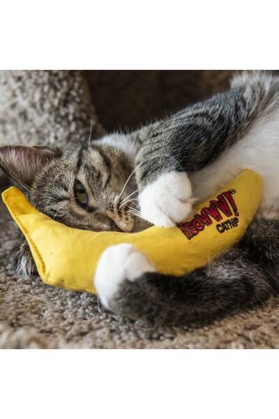 YEOWWW ! Banana Cat Toy – Premium Bite Toy for Cats, Cotton Fabric Filled with Catnip, 17 cm