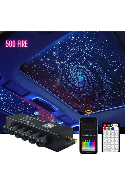 Taggo Kit RGB cu fibră optică Starfall - 9W, 500 fire, 12 canale, control pri...