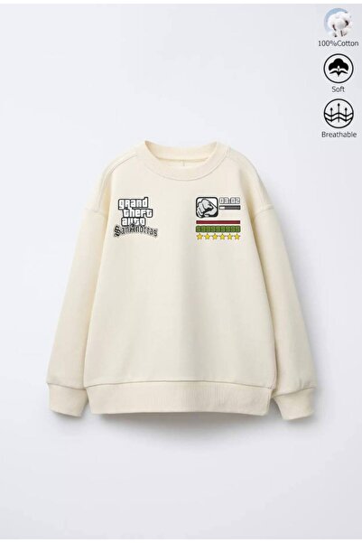 Daisy Dolly Boy's 3-Thread Unbrushed Cotton Sweatshirt