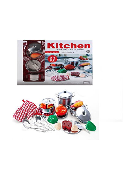 TSUMAB Stainless Steel Kitchen Play Set – 23 Pieces Cooking Toy Kit