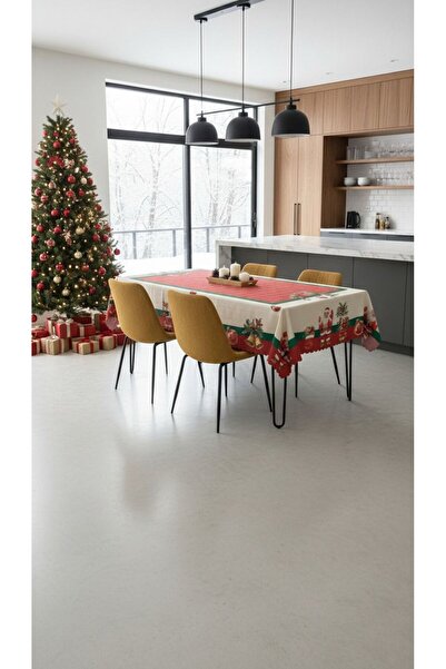 Limon Soft Yılbaşı Masa Örtüsü Leke Tutmaz Masa Örtüsü