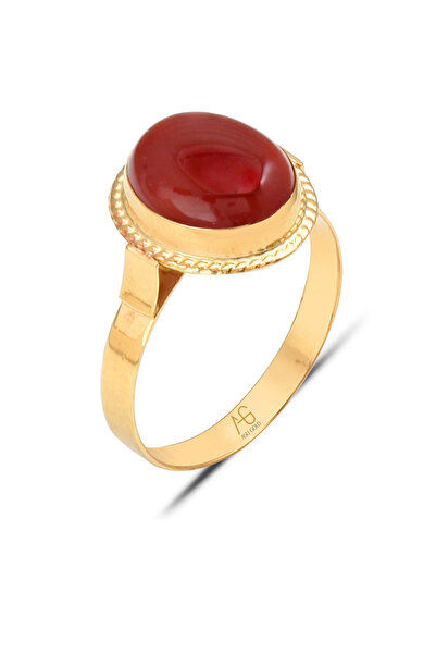 Aslı Gold Akik Taşlı Altın Yüzük (YZK0552)