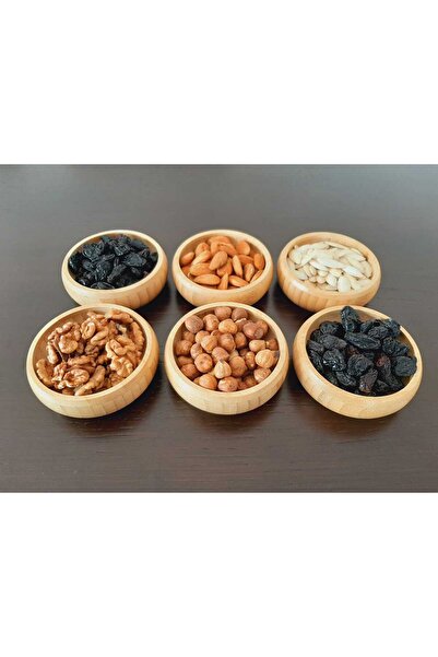 bir sürü eşya pak market 6 Pieces Bamboo Snack Bowl Bamboo Nut Plate - Round Snack Bowl
