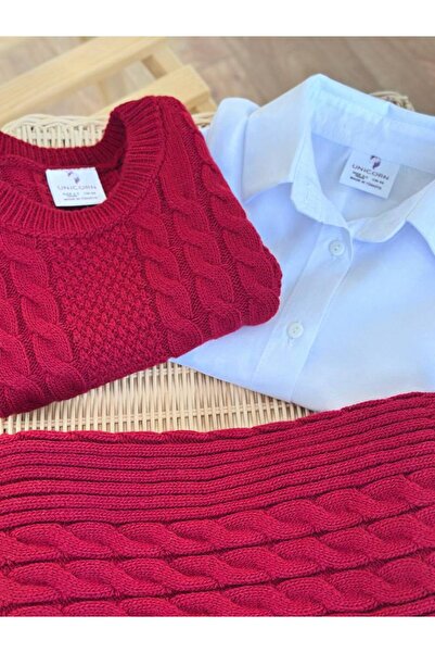 Butik Knitwear Pants Vest White Shirt Girls' Set