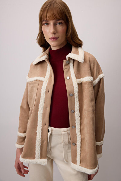 Touché Privé Suede Shirt with Plush Detail