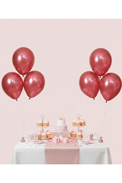 Cansüs 15-Piece 12-Inch Chrome Balloon Set Red - Metallic Shiny Party and Decor Balloons