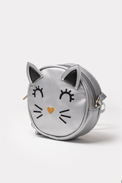 ICONE BAG Girl's Shoulder Bag with Round Cat Head Design Faux Girl's Bag